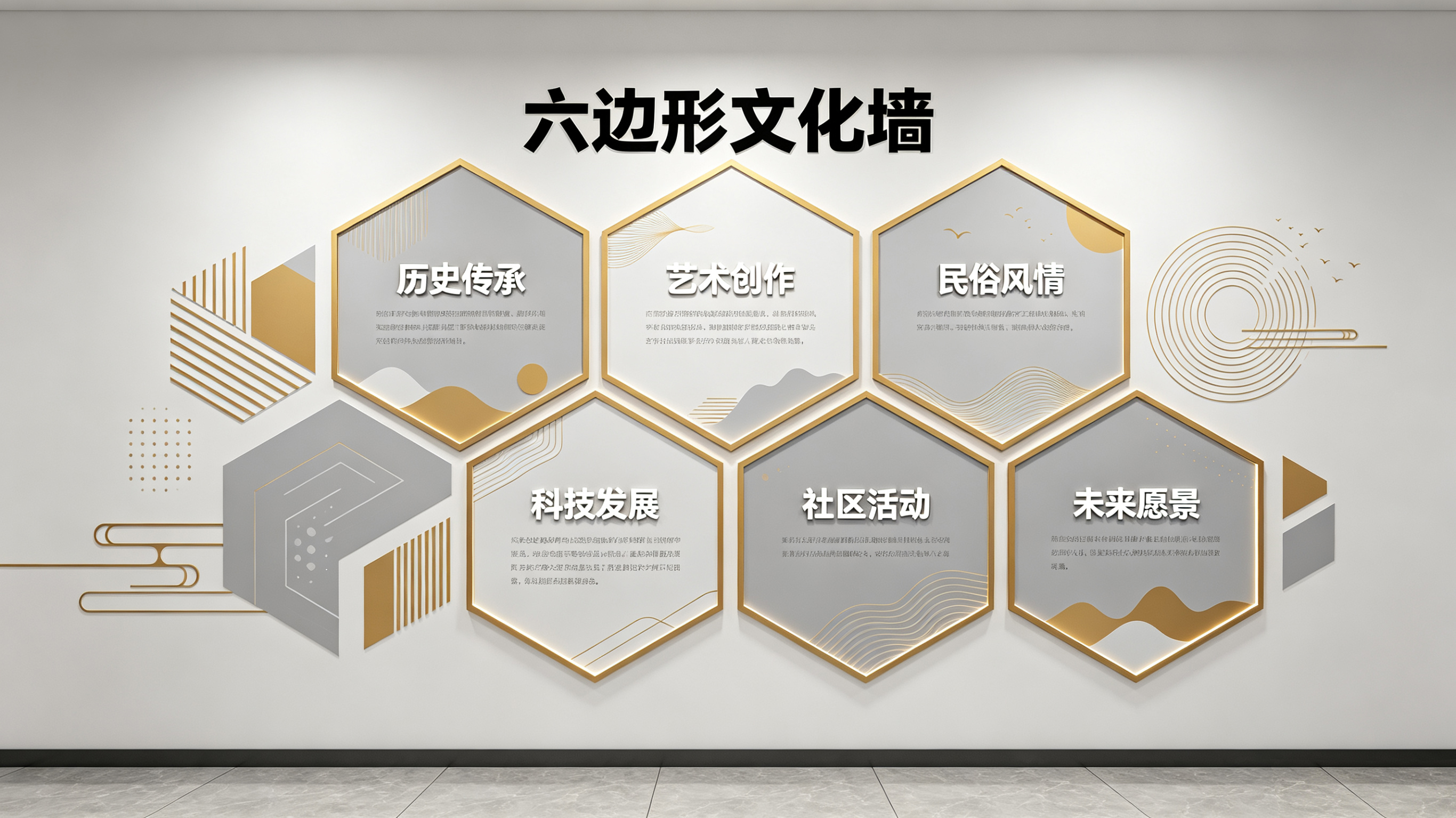  岐山企业文化墙 | 六边形信息美学